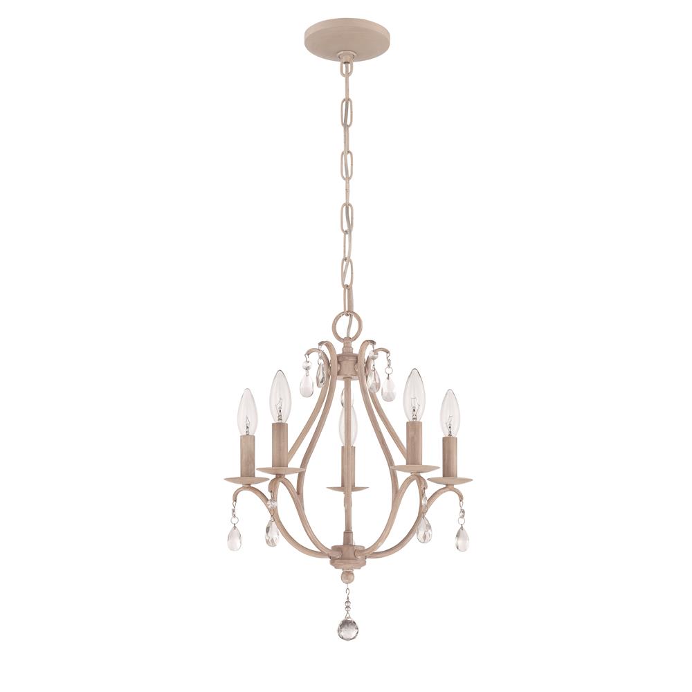 Craftmade 1015C-ATL 5 Light Mini Chandelier in Antique Linen with Clear Crystals